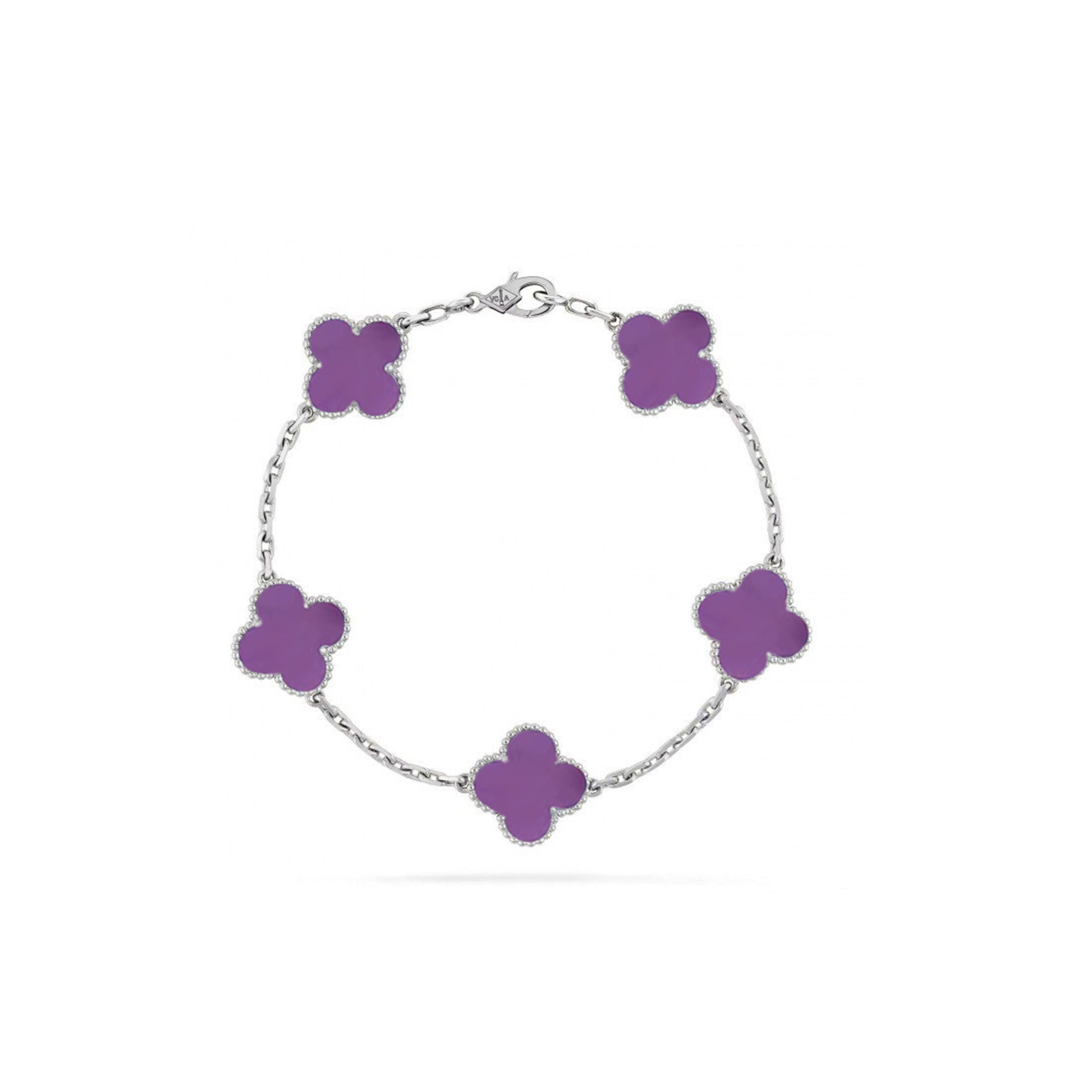 VAN CLEEF ARPELS PURPLE FOUR LEAF CLOVER BRACELETS 